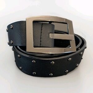 Women's Calvin Klein Black Leather Belt with Silver Studs Medium 41" READ